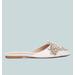 Rag & Co Astre Pearl Embellished Shimmer Mules In White - White