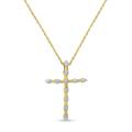 Haus of Brilliance 10K Yellow Gold Plated .925 Sterling Silver Miracle Set Diamond Accent Cross 18" Pendant Necklace - I-J Color, I3 Clarity - Gold