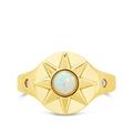 Sterling Forever Sunni Opal & CZ Signet Ring - Gold - 6