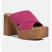 Rag & Co Matrix Criss Cross Strap Block Heel Sandals In Fuschia - Pink - US 9