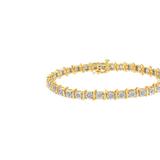 Haus of Brilliance Two-Tone 10K Yellow Gold over .925 Sterling Silver 1.0 Cttw Diamond S-Curve Link Miracle-Set Tennis Bracelet - Yellow - 7