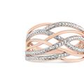 Haus of Brilliance 14K Rose Gold Plated .925 Sterling Silver Diamond Accent Crossover Ring - Pink - 8