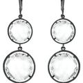 Genevive GV Cubic Zirconia Sterling Silver Black Plated or clear Double Round Clear Quartz Drop Earrings - Blue - 45MM