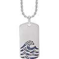 LuvMyJewelry Breaking Waves Sterling Silver Blue Sapphire & Topaz Stone Tag - Grey