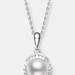 Genevive Cz Sterling Silver Pearl Pendant - Grey - 18