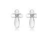 Haus of Brilliance .925 Sterling Silver Prong Set Diamond Accent Floral Cross Stud Earring - White - OS