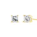 Haus of Brilliance AGS Certified 2.00 Cttw Round Brilliant - Cut Near Colorless Diamond 14K Yellow Gold 6-Prong-Set Solitaire Stud Earrings With Screw Backs - Yellow - OS
