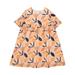 Deux Par Deux Cotton Printed Dress With Frill - Orange - 6