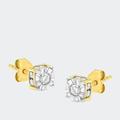 Haus of Brilliance 10K Yellow Gold Plated Sterling Silver 1/2 Cttw Miracle Set Diamond Stud Earring - Yellow - OS