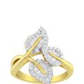 Haus of Brilliance 18K Yellow And White Gold Plated .925 Sterling Silver 3/8 Cttw Baguette And Round Diamond Bypass Triple Leaf Ring - Size 7 - Yellow - 7