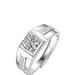 Stella Valentino Sterling Silver 1ctw Princess Cut Lab Created Moissanite Solitaire Pave Trim Engagement Anniversary Adjustable Ring - White - OS