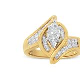 Haus of Brilliance 14K Yellow Gold Princess, Baguette, and Pie cut Diamond Marquise Shaped Ring - Yellow - 5.5