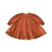 OMAMImini Girls Special Occasion Pleated Organza Dress - Brown - 6