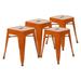 Merrick Lane Set Of 4 Sloane 18" High Backless Stacking Dining Stools With Durable Metal Frame In Orange - Orange