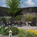 Merrick Lane Ayala 5 Piece Outdoor Leisure Set with Set of 4 Slate Gray Poly Resin Adirondack Chairs and Star and Moon Iron Fire Pit - Grey