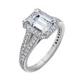 Diamonbliss Halo Emerald Cut Split-Shank Ring - Grey - 7