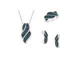 Haus of Brilliance Rhodium Over .925 Sterling Silver 1-1/2 Cttw Blue Diamond Pav×™ Ring, 18" Pendant Necklace, & Earrings Set - Blue - 7