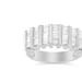 Haus of Brilliance .925 Sterling Silver 1.0 Cttw Baguette Cut Diamond Vertical Channel Fluted Multi-Row Unisex Fashion Wedding Ring - White - 6.5