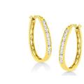 Haus of Brilliance 14K Yellow Gold Plated .925 Sterling Silver 1/4 Cttw Diamond Leverback 3/4" Inch Hoop Earrings - Gold