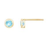 Diamonbliss 10K Solid Gold Birthstone Stud Earrings - Blue