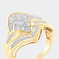 Haus of Brilliance 10 K Yellow Gold Over .925 Sterling Silver Diamond Bypass Cluster Ring - Yellow - 8