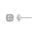 Diamonbliss Cushion Halo Stud Earrings - Grey - CARAT: 2