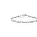 Haus of Brilliance .925 Sterling Silver 1/10 Cttw Round-Cut Diamond Pear Link 7.25" Bracelet - Grey - 7