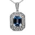 Haus of Brilliance .925 Sterling Silver Blue Topaz And Diamond Accent Art Deco Style 18" Pendant Necklace - I-J Color, I1-I2 Clarity - Blue