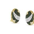 Haus of Brilliance Black And White Rhodium Over 14K Yellow Gold 2-1/10 Cttw White And Blue Diamond Oval Omega Back Stud Earrings - Yellow - OS