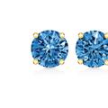 Haus of Brilliance 14K Yellow Gold 1.0 Cttw Round Brilliant Cut Lab Grown Blue Diamond 4-Prong Classic Solitaire Stud Earrings - Yellow - 1.0 CTTW
