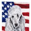 Caroline's Treasures 28 x 40 in. Polyester White Standard Poodle with American Flag USA Flag Canvas House Size 2-Sided Heavyweight