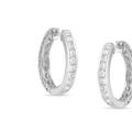 Haus of Brilliance 10K White Gold 1.0 Cttw Channel Set Princess - Cut Diamond Hoop Huggy Earrings - White - OS