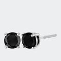 Haus of Brilliance .925 Sterling Silver 3.00 Cttw Round Brilliant-Cut Black Diamond Bezel-Set Stud Earrings with Screw Backs - Black - OS