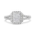 Haus of Brilliance .925 Sterling Silver 1/4 Cttw Princess-Cut Diamond Composite Engagement Ring With Beaded Shank - H-I Color, SI1-SI2 Clarity - Ring Size 7 - Grey - 7