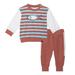 Deux Par Deux Organic Cotton Top And Pant Set Brown And Blue Stripe - Brown - 3M