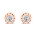 Haus of Brilliance 10K Rose Gold Plated .925 Sterling Silver 3/8 Cttw Diamond Miracle Set Stud Earrings - J-K Color, I-3 Clarity - Gold