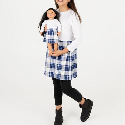 Leveret Matching Girl & Doll Plaid Cotton Skirt Dress - White - 10Y