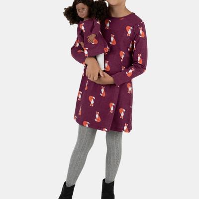 Leveret Matching Girl and Doll Hearts Cotton Dress - Red - 12Y