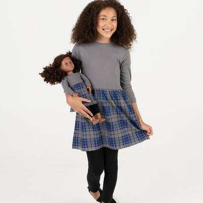 Leveret Matching Girl & Doll Plaid Cotton Skirt Dress - Grey - 2Y