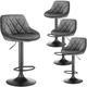 Lot de 4 tabourets de bar, tabourets de cuisine avec dossier, réglables en hauteur, chaises pour