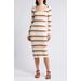 Sun Club Jacquard Stripe Long Sleeve Midi Dress