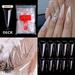 500PCS Pre Shaped False Nails Tips 10 Sizes Lady French Style Acrylic Artificial Tip Manicure for Nail Tips Art Salons and Home DIY