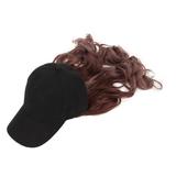 Hair Extensions Hat Dark Brown Gradient Light Purple Fashion Wavy Curl Concealed Adjustable Wig Hat