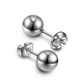 Stainless Steel Bean Stud Earrings for Women Ear Bone Studs Mini Round Ball Round Raise Ear Hole Small Ear ring 5 Sizes Set - 3mm 4mm 5mm 6mm 8mm- Hypoallergenic-Steel colour