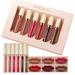 FSTDelivery Beauty&Personal Care on Clearance! 6 Of Non-stick Cup Matte Rose Lip Gloss Liquid Lipstick Set Matte Lip Glaze Non-stick Cup 2.5ml*6 Holiday Gifts for Women