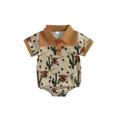 Canis Lapel Bodysuit with Cowboy Print for Western Baby Boys