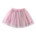 Lovskoo 2-14Y Toddler Girls Cute Tutu Skirt Layered Tulle Dance Dress Party Solid Color Embroidery Net Yarn Princess Dress Skirt Pink