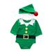 kpoplk My First Christmas Baby Girl Outfit Christmas Baby Boys Girls Cartoon Print Romper Bodysuit Green 0-3 M