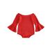 Peyakidsaa Infant Girl Solid Color Flare Long Sleeve Off Shoulder Jumpsuit