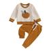 Qtinghua Infant Toddler Baby Girl Boy Fall Clothes Long Sleeve Sweatshirt with Elastic Waist Sweatpants Outfits Beige 18-24 Months